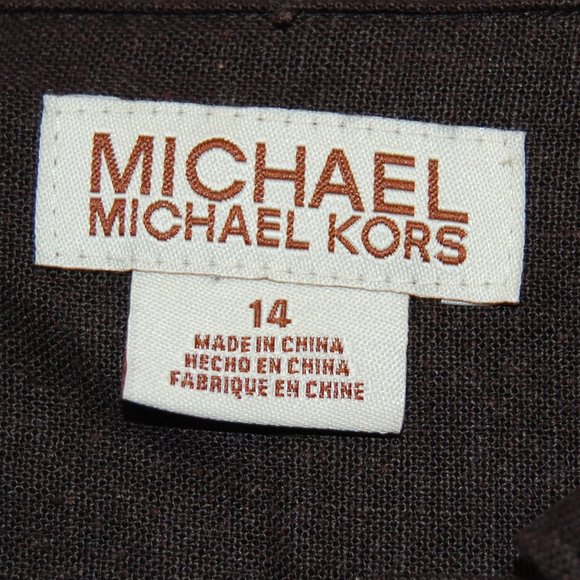 Michael Kors Women's Brown Linen/Rayon Safari Style Jacket W/Belt Size 14 - Picture 11 of 11